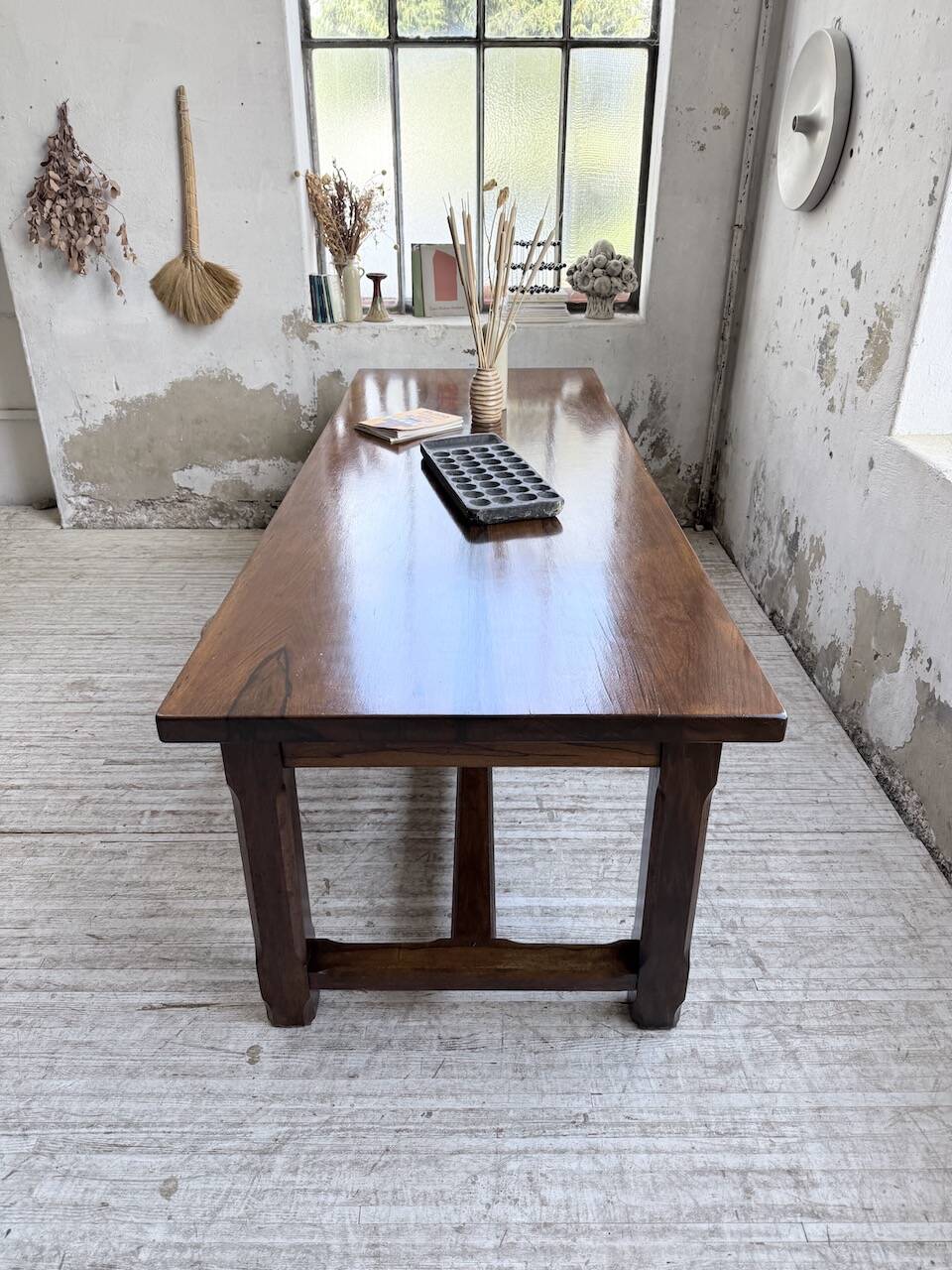 Table de ferme campagne noyer massif XL 250cm