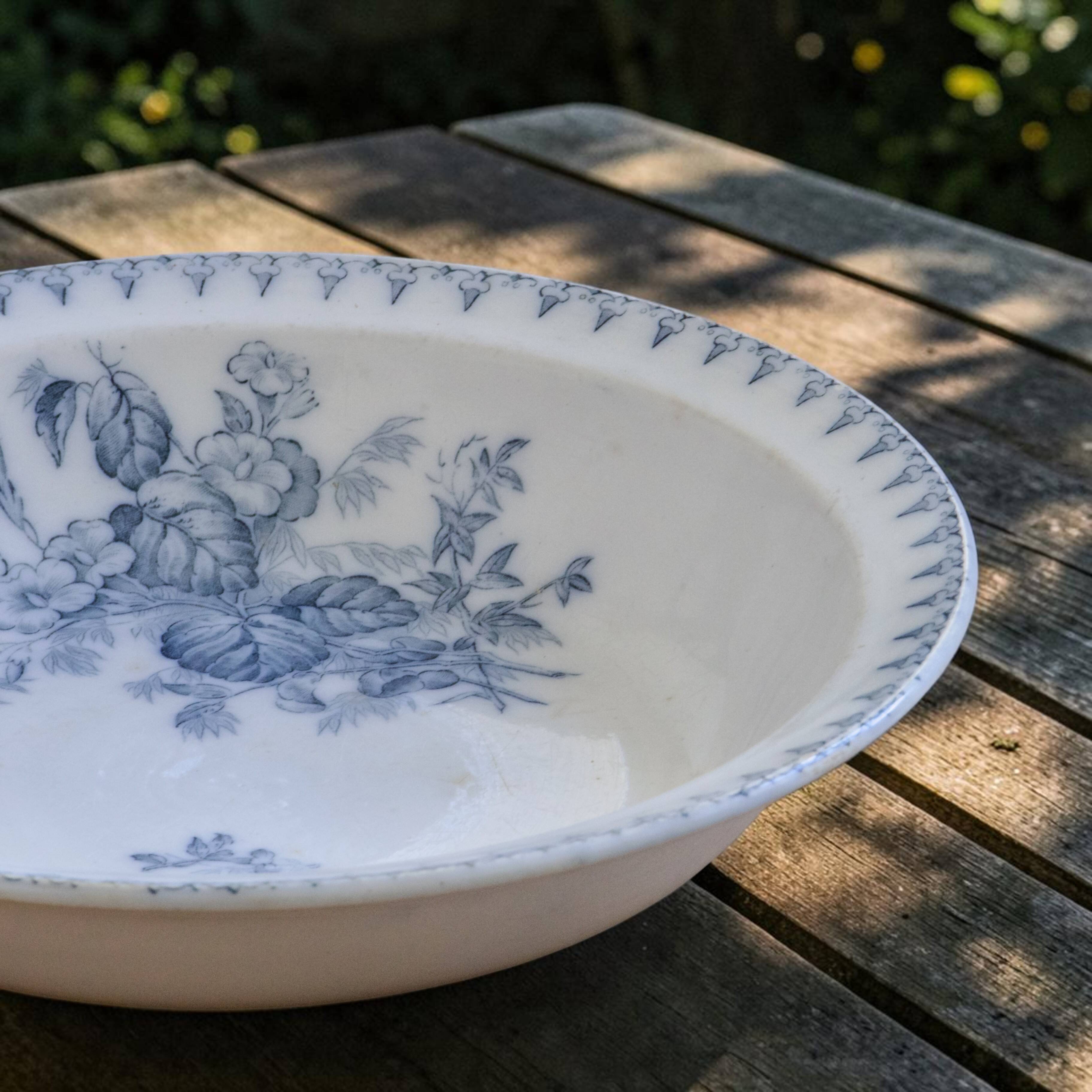 Shallow dish 19th century ironstone Sarreguemines Flore collection