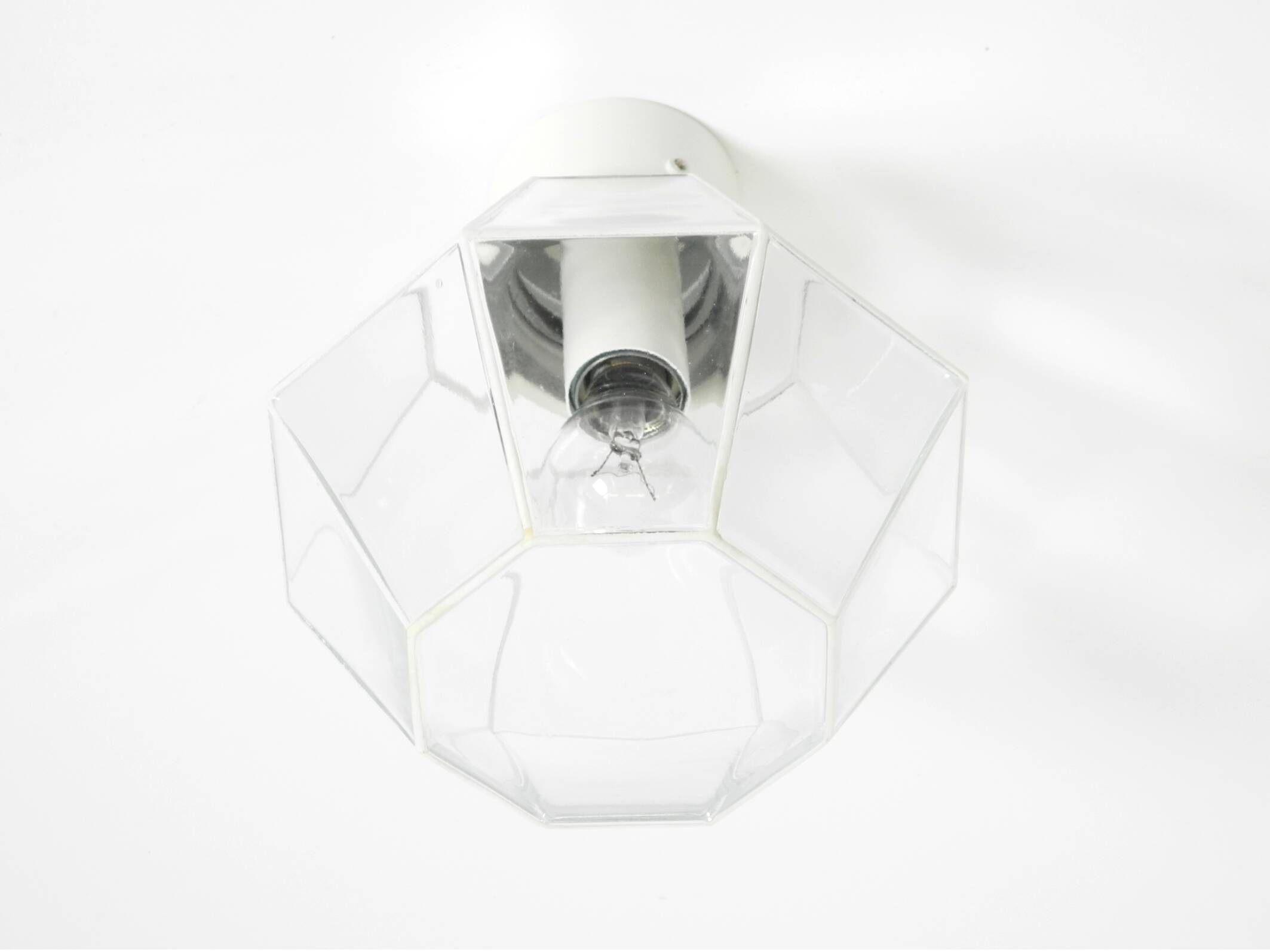 1970s Limburg glass ceiling lamp in octagon shape with its original box