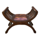 Fauteuil curule en bois et cuir
