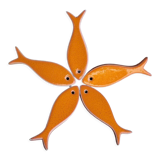 Orange glazed ceramic trifle 5 fish
