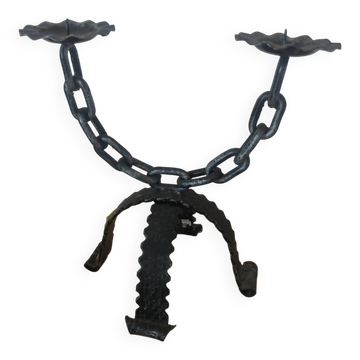 Brutalist wrought iron chandelier