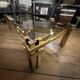 Vintage Romeo Rega coffee table, smoked glass, brass and chrome metal, Hollywood Regency design 1970s