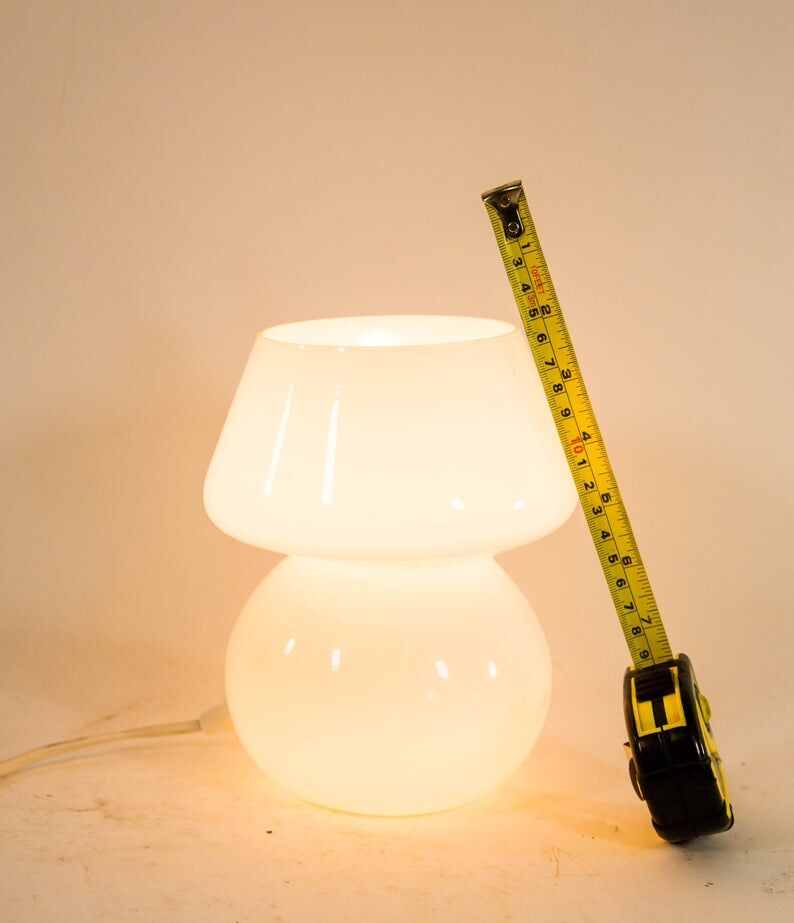 Classic mushroom lamp opaline glass white 80s