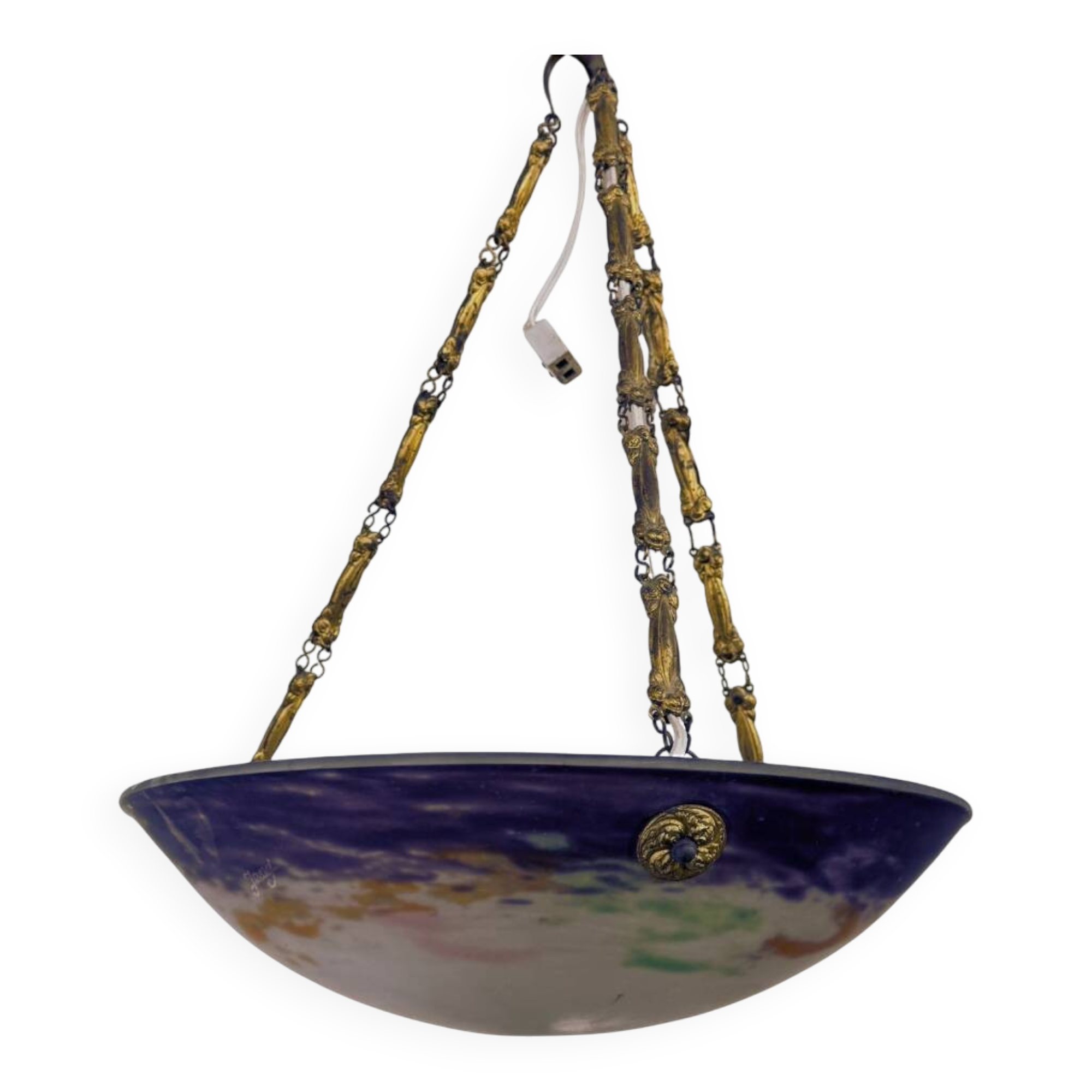 Art Deco pendant light by Jany – Glass paste – Marble decor