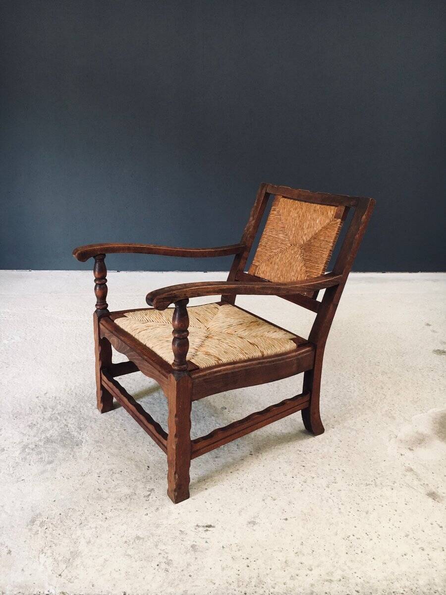 Arts & Crafts Handcrafted Low Lounge Armchairs, Belgium, 1920s, Set of 2