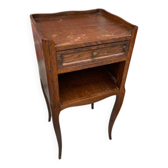 Bedside Table Louis XV Style Wood Drawer + Vintage Case #C598