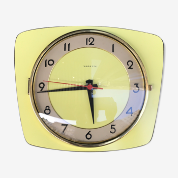 Vintage clock star Formica yellow wall pendulum