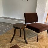 Vintage wood tripod stool or side table