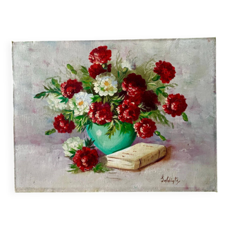 Vintage Still-Life "Peonies" Oil Painting