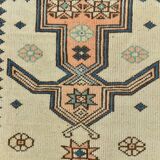 2x11 shades of cream blue oushak runner rug