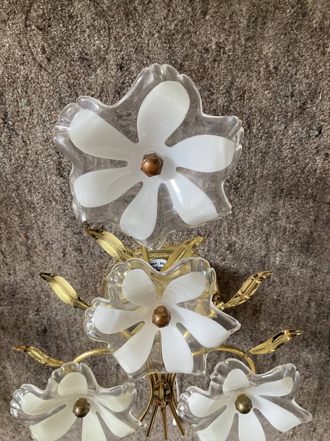 Pair of vintage golden sconces and lucite flowers