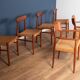 Retro 1960s set of six danish solid teak dining chairs papercord seats dyrlund arne hovmand olsens m