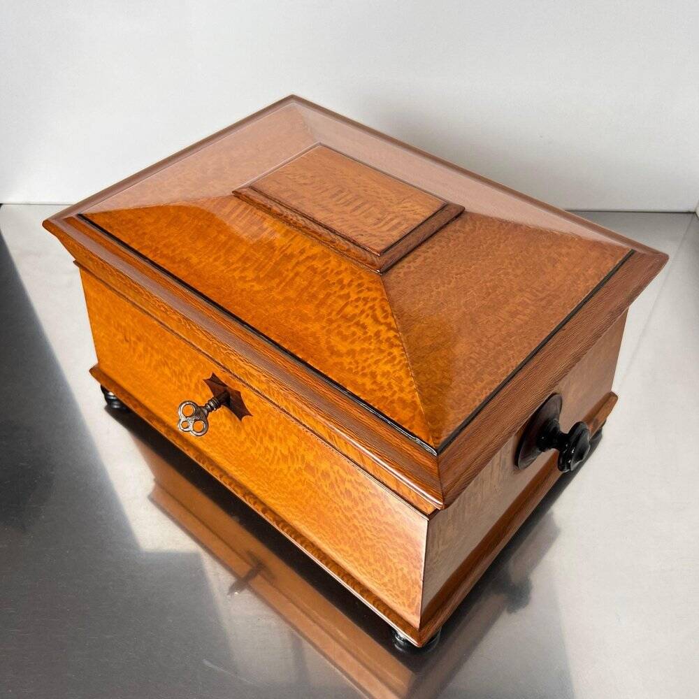 Historicism Box in Floral Ash Veneer and Rosewood, Austria, 1880s