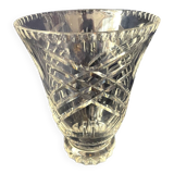 Crystal vase cut daum nancy france flared shape