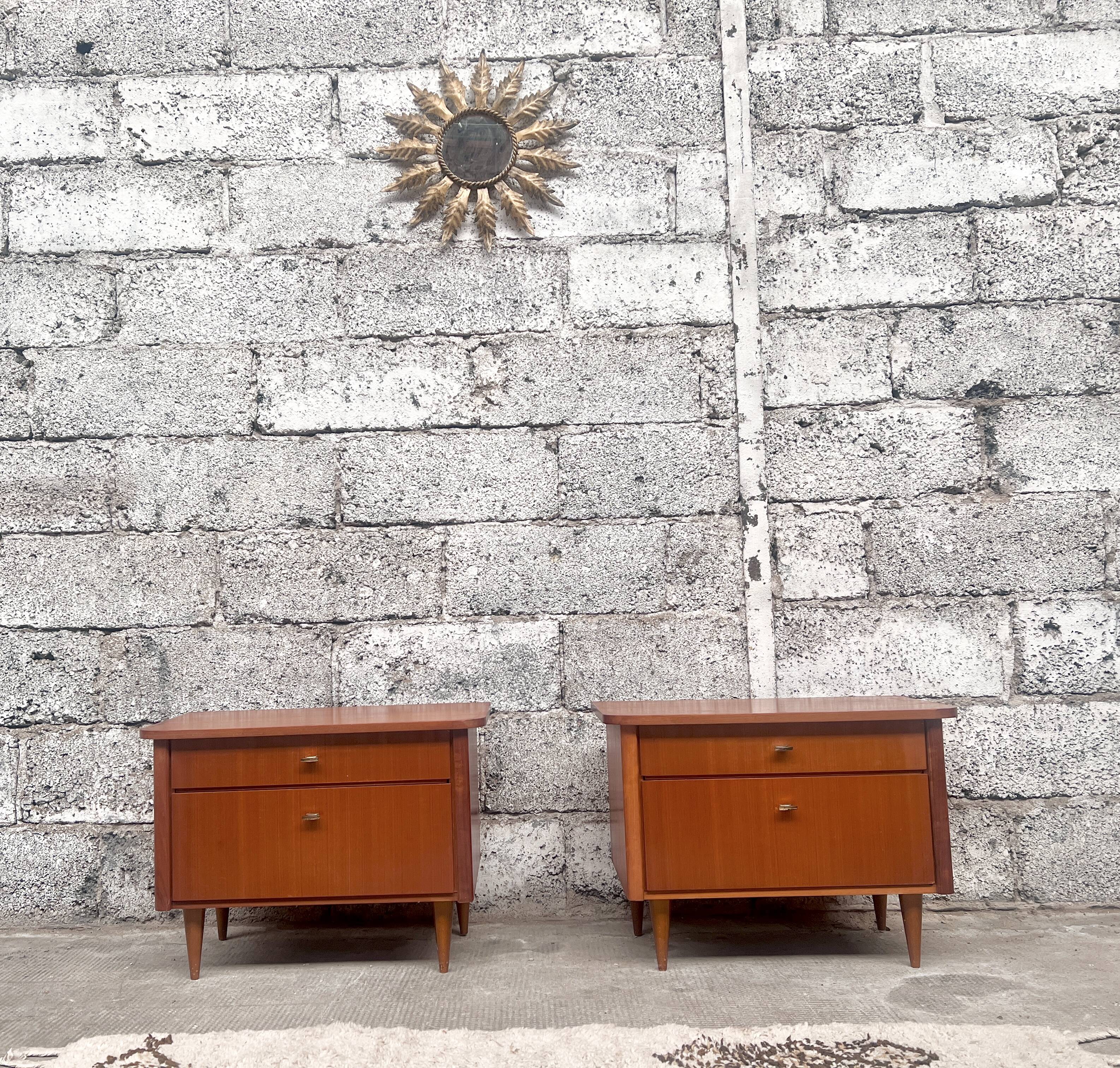 Pair of bedside tables, end of vintage sofa, old 1950