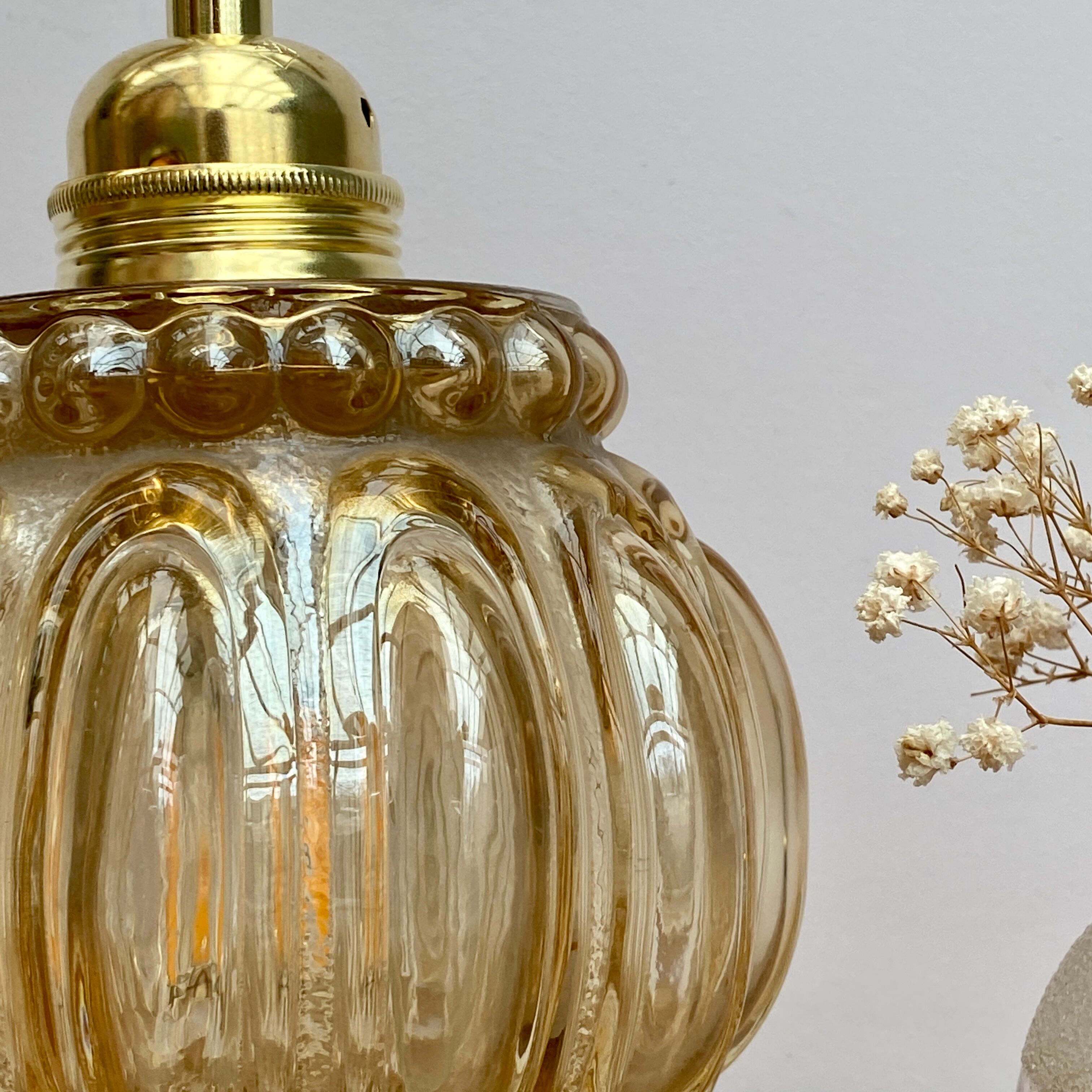 Vintage amber glass globe walker