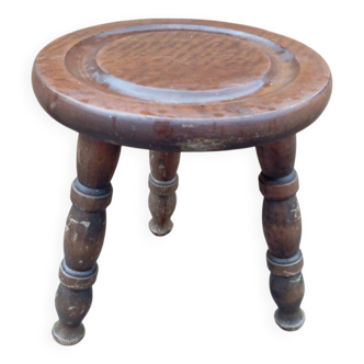 Antique brutalist tripod shepherd's stool 1960/70