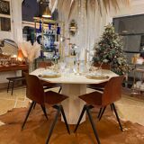 Octagonal travertine table 1970