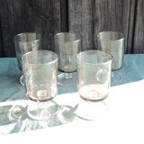 6 anciens verres à digestif luminarc fumé h7 cm