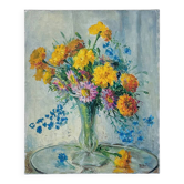 Old painting - Bouquet of flowers in a glass vase