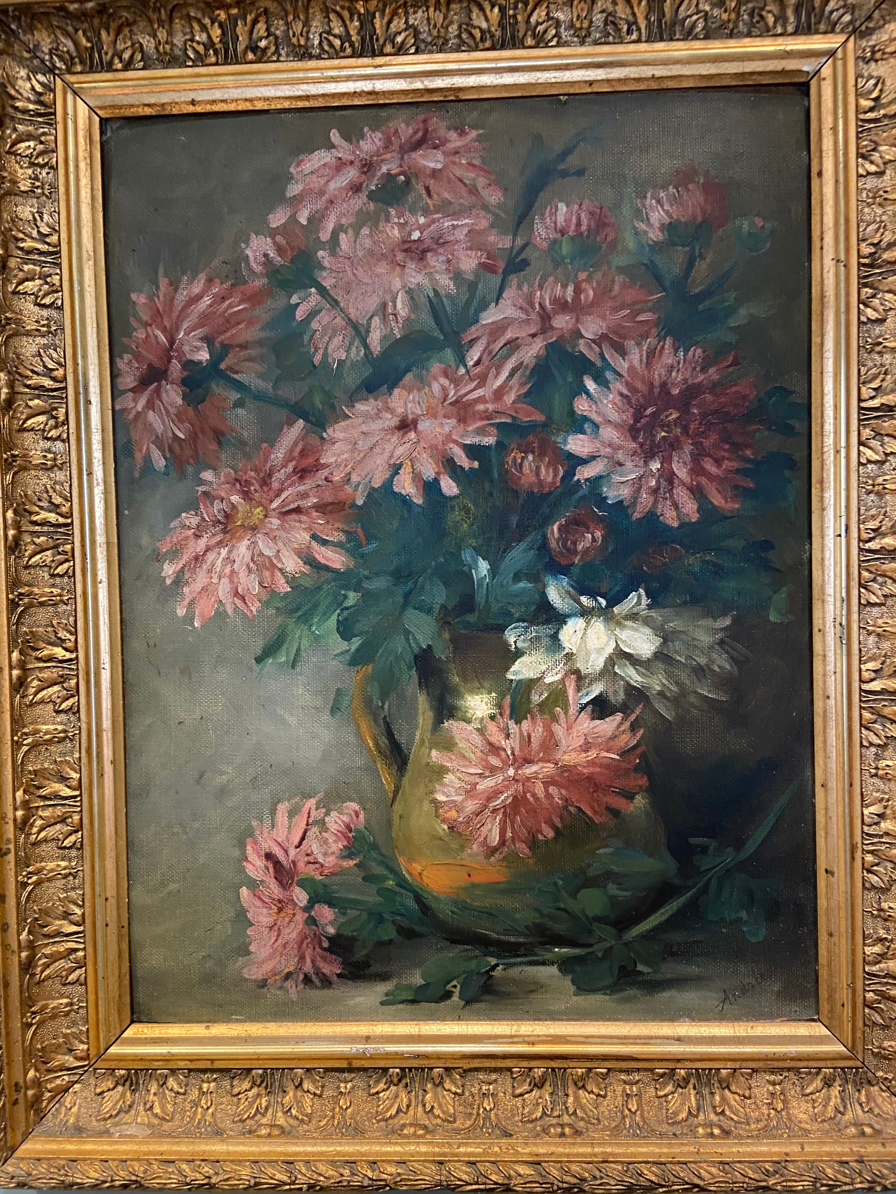 Oil on canvas bouquet of flowers