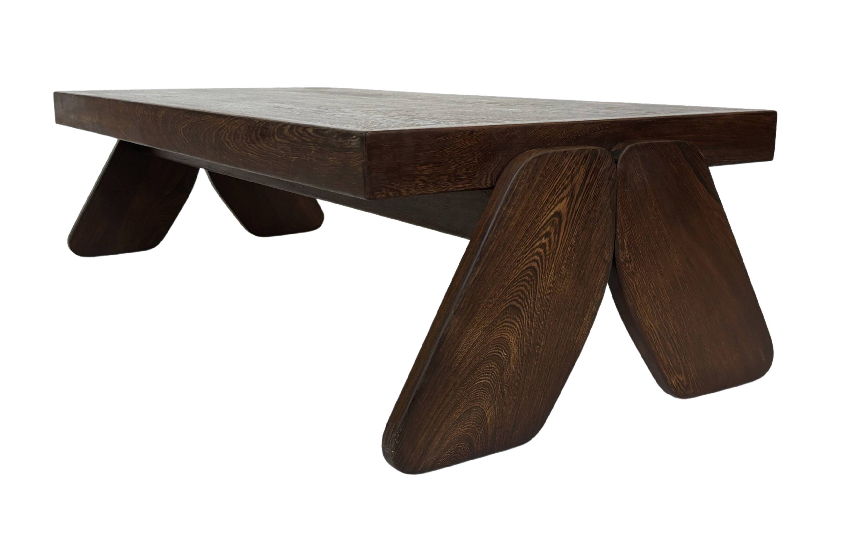 Vintage Coffee Table Wengé Brutalist Postmodern 70's Design