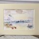 Watercolor sunset sea signed Roseline Lombard