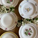 Set of 6 mismatched vintage soup plates