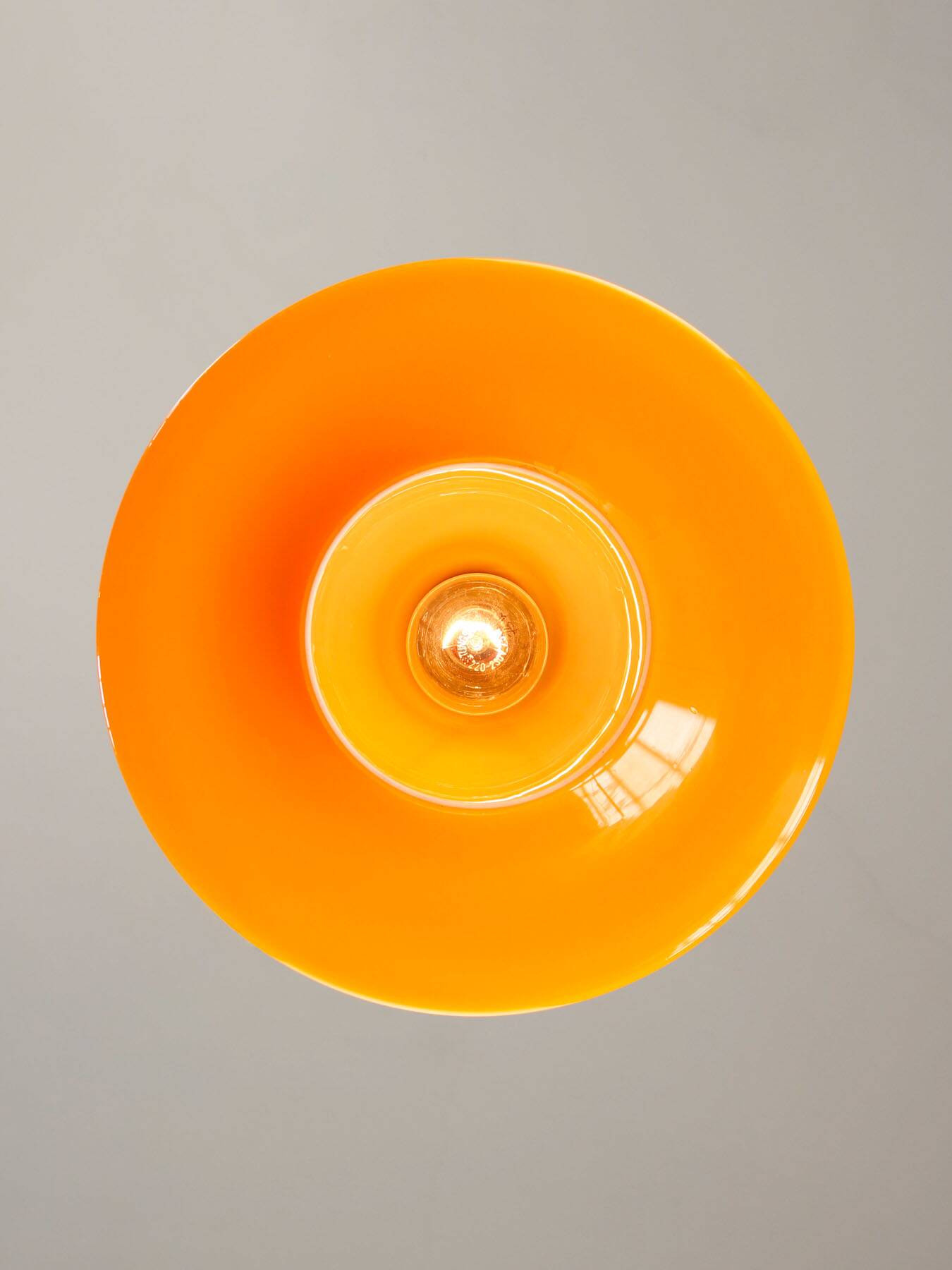 Mid-Century Italian Orange Glass & Brass Pendant Lamp