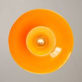 Mid-Century Italian Orange Glass & Brass Pendant Lamp