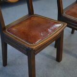 Ensemble de 6 chaises avec assises en cuir par Étienne Kohlmann 1960’s