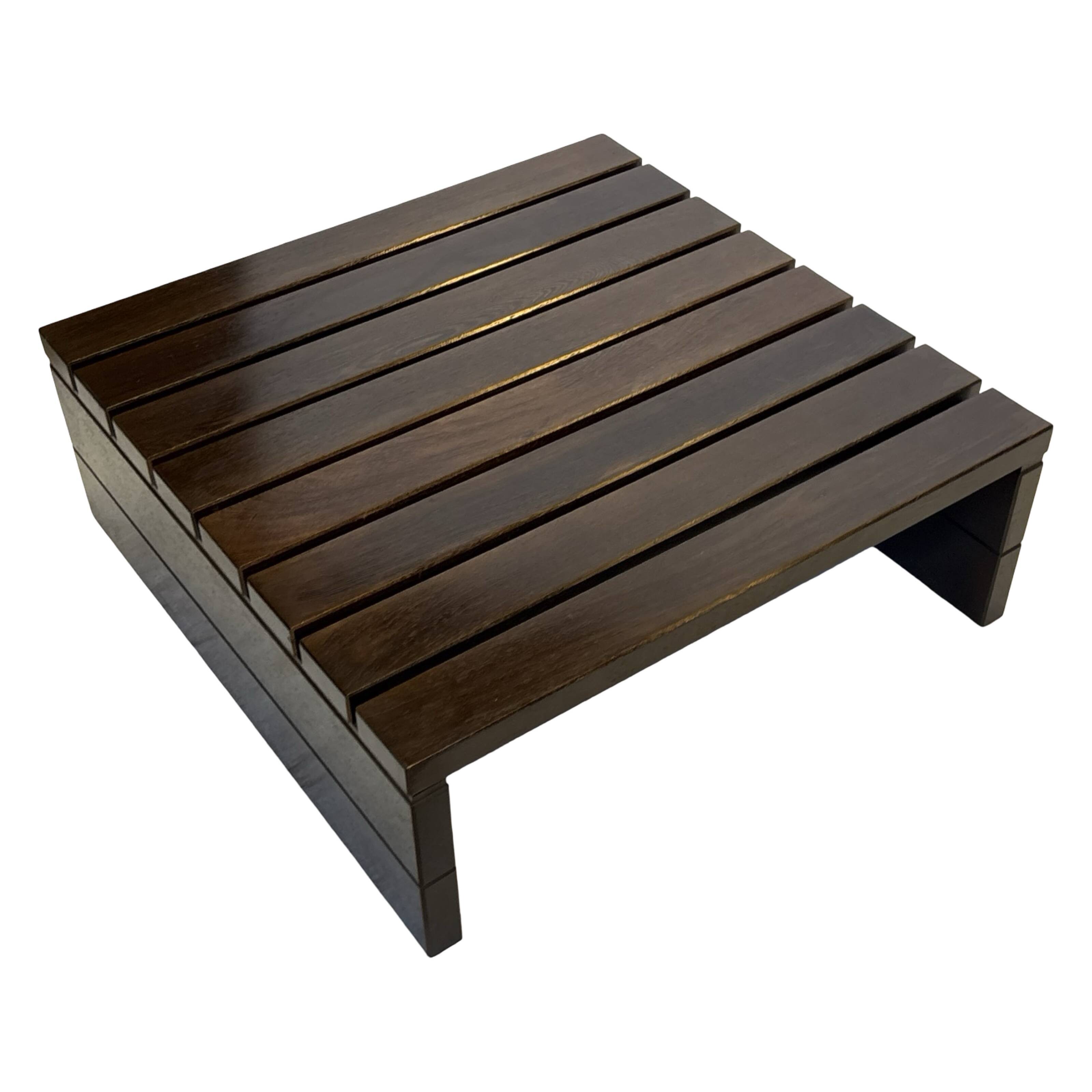 Vintage slatted coffee table design Wenge solid 70s minimalist