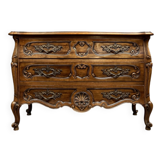 Louis XV style Provencal chest of drawers in solid walnut period XXth century