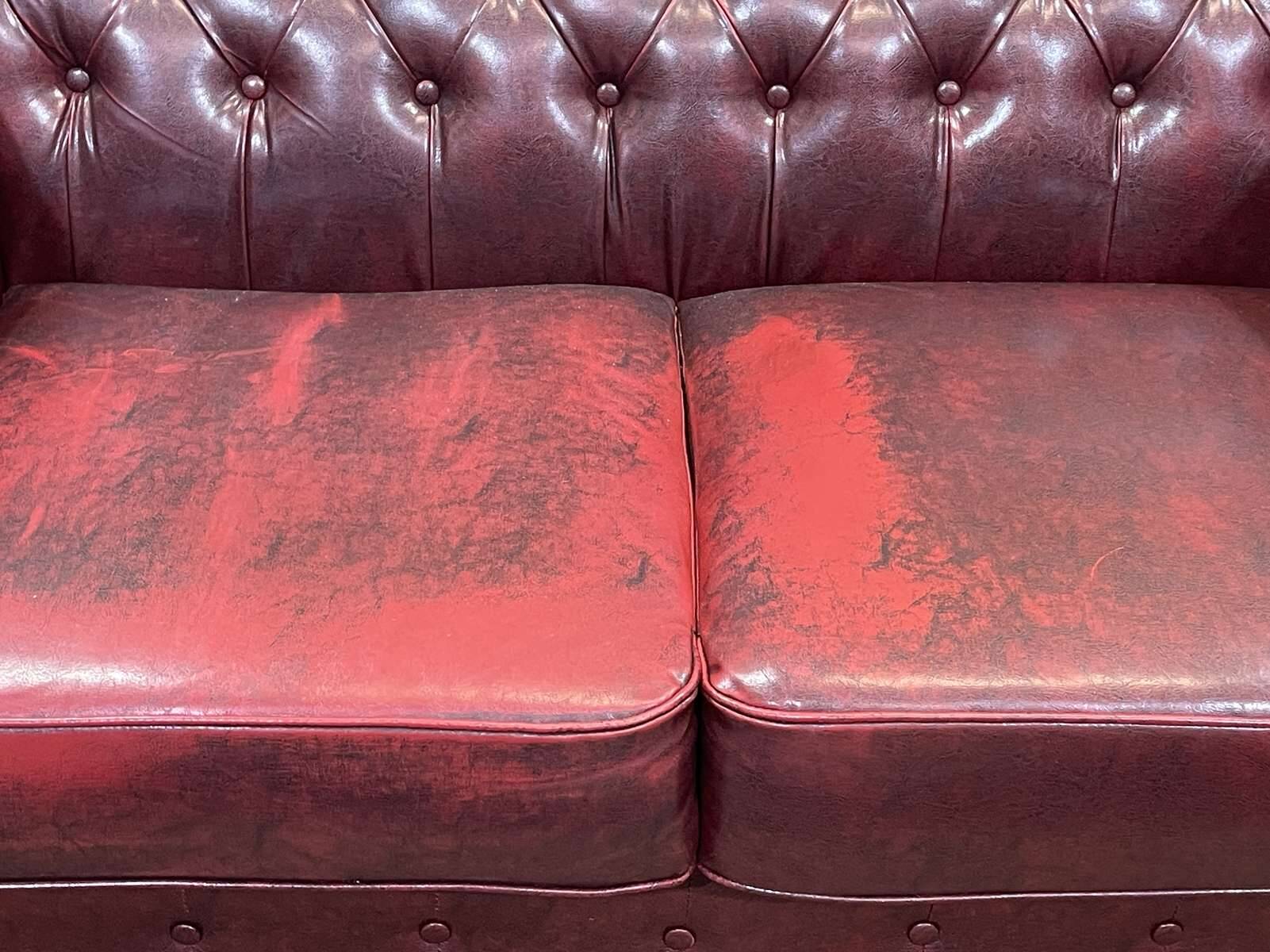1980s Red 2-Seater Chesterfield Sofa