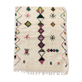Moroccan Berber carpet azilal ecru with colorful patterns 164x123cm