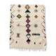 Tapis berbère marocain azilal écru à motifs colorés 164x123cm