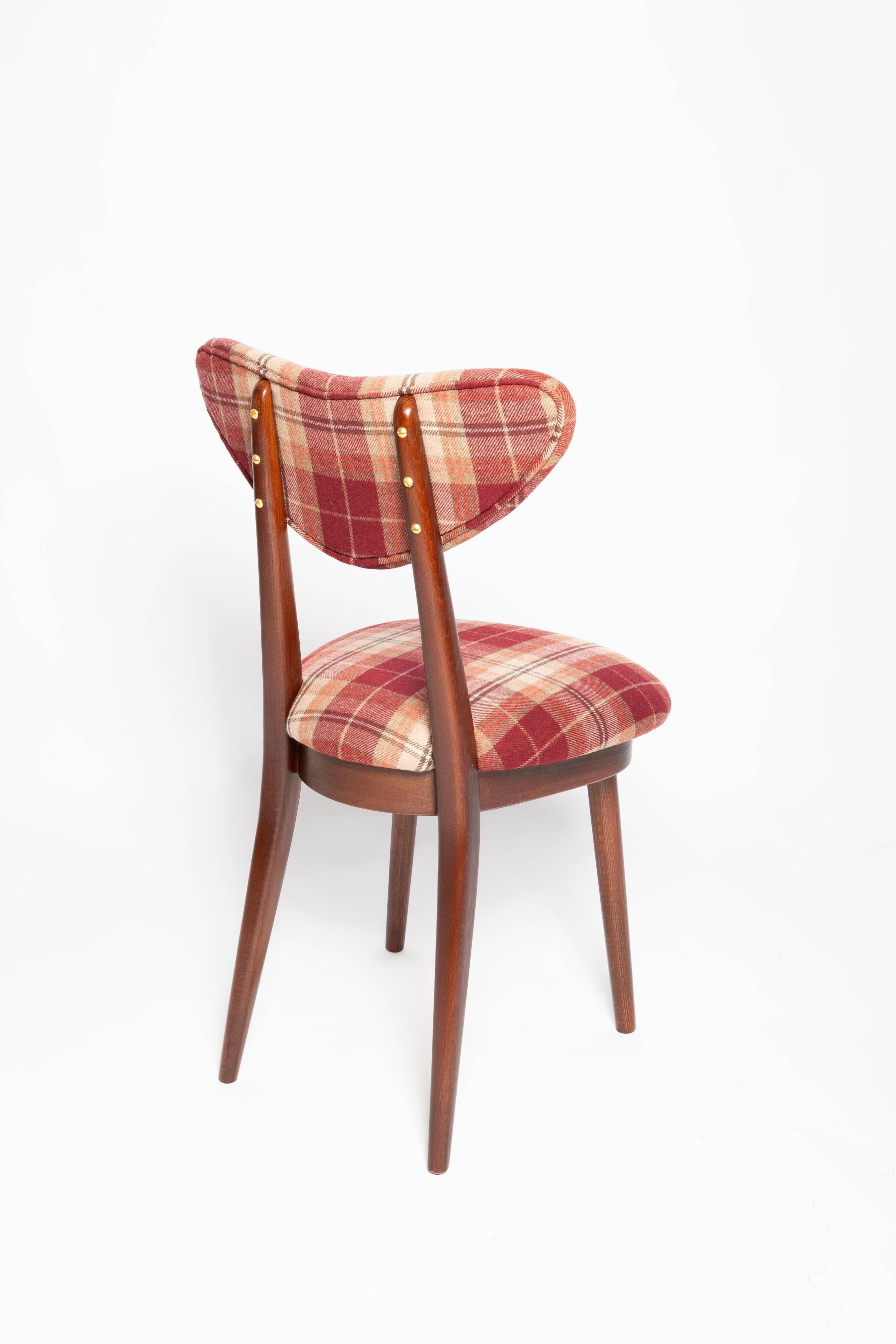 Classic Scottish chair in red burgundy tartan pattern, mid-century, Europe, 1960s.