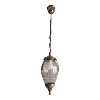Luminaire gland art déco à suspendre, lustre ancien
