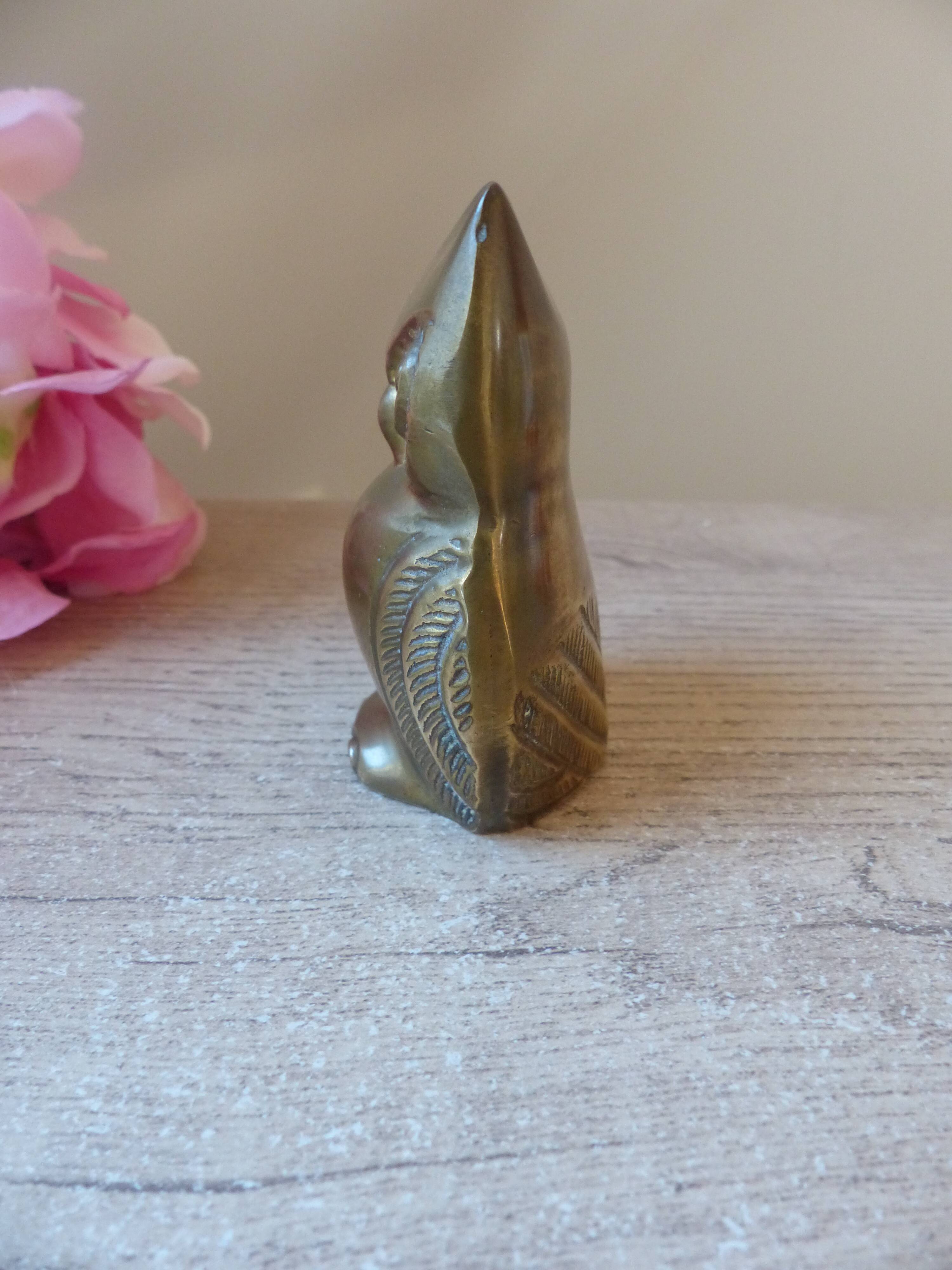 Old Brass Owl Animal Figurine