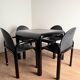 Knoll Orsay set – table & 4 chairs – black lacquered steel & faux leather