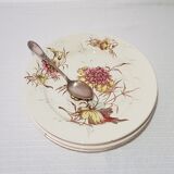Lot de 6 assiettes à dessert en faïence de Luneville, terre de fer, polychrome