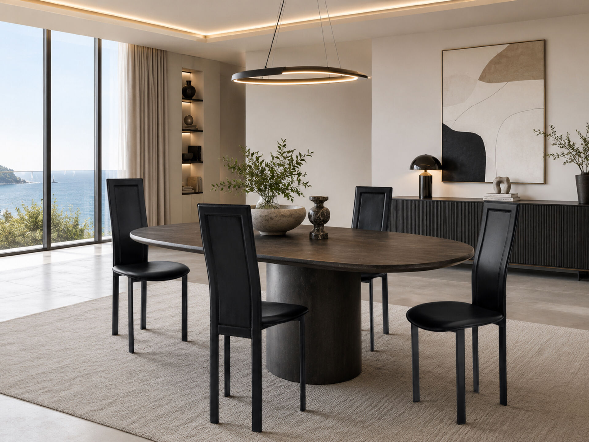 4 black leather chairs – Elegance and design