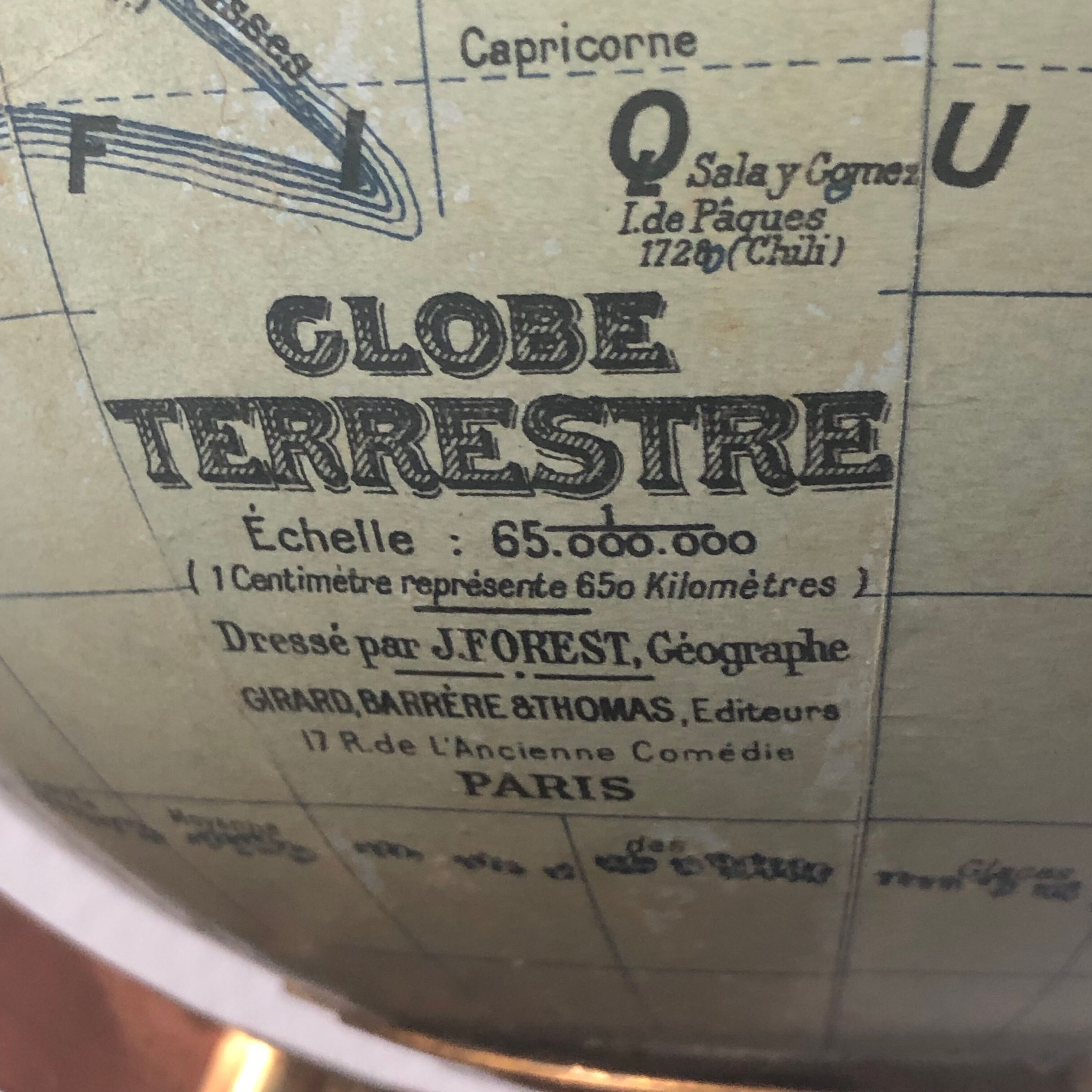 Globe terrestre girard barrère verre vintage 1960