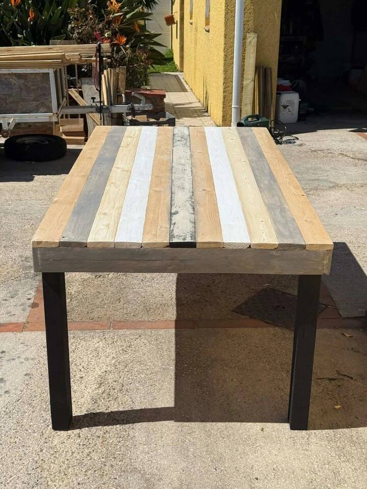 industrial style dining table, handcrafted creation