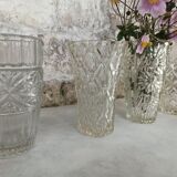 Four bohemian crystal vases