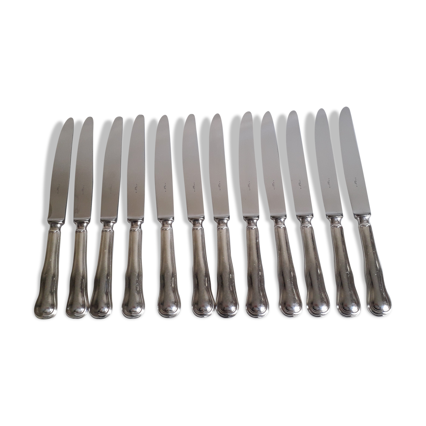 Set of 12 knives silver metal and stainless steel violin model Ercuis