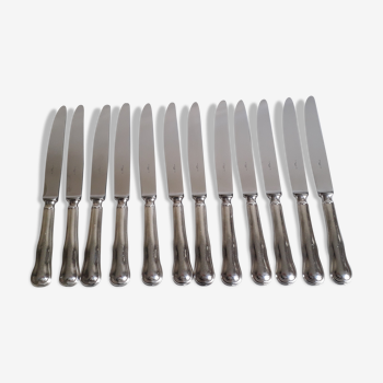 Lot de 12 couteaux métal argenté et inox modèle violon Ercuis