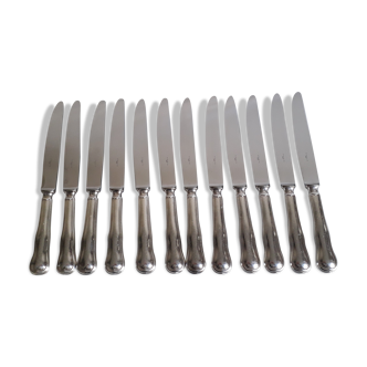 Set of 12 knives silver metal and stainless steel violin model Ercuis