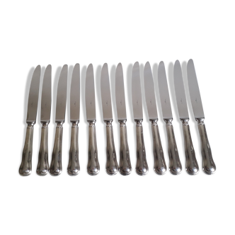 Lot de 12 couteaux métal argenté et inox modèle violon Ercuis